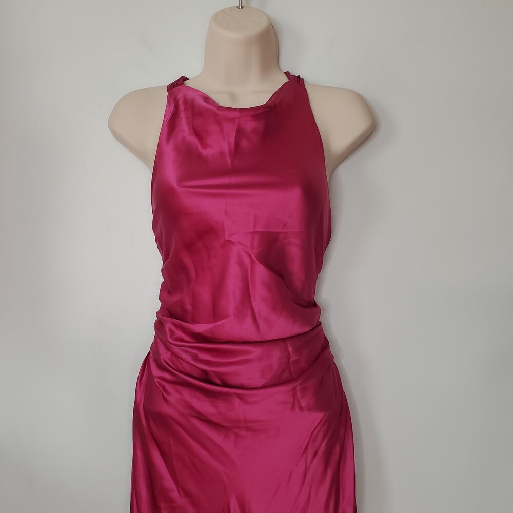 Reformation Anaiis Silk Maxi Dress Column Gown Hibiscus Tea Pink Size 8 - Picture 6 of 15